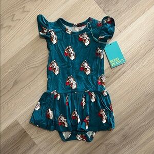 ❤️Posh Peanut Teal Heart Tiger Twirl Bodysuit Dress